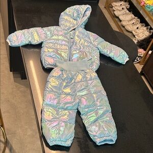 Iridescent Puffer Jacket and Pants Set